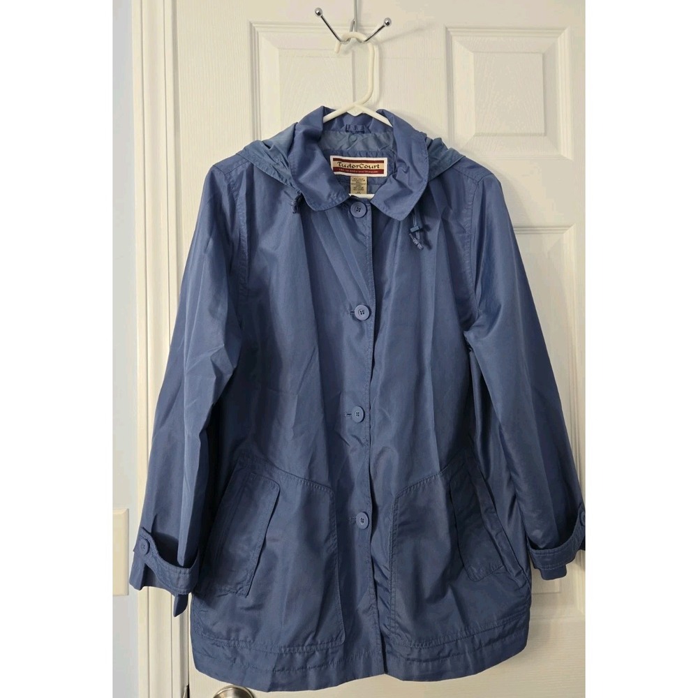 Tudor Court Womans Light Weight Hooded Jacket Size Medium Grey/Blue
